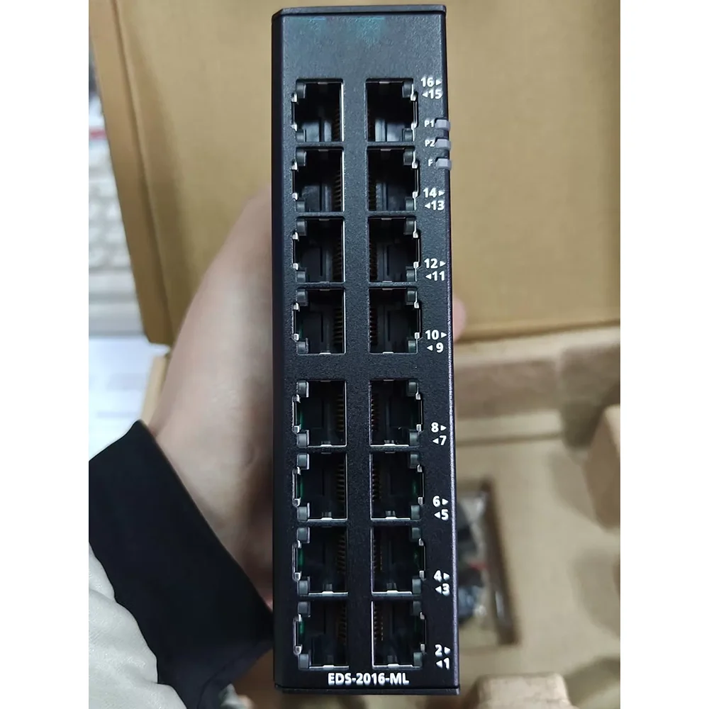 EDS-2016-ML Industrial Switch with 16 Gigabit Ethernet Ports, Supporting 12-48V