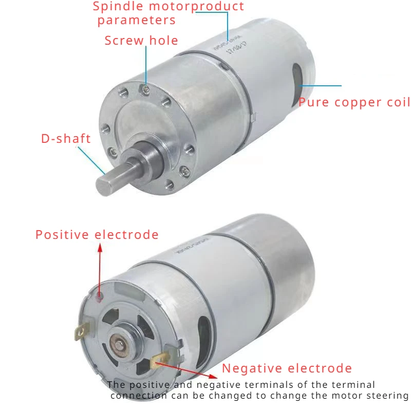 JGB37-545 DC 12V 24V High Torque Gear Motor All Metal Gear Box Electric Motor 8/12/23/37/47/70/110/200/330/625/1000RPM