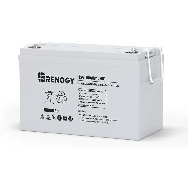 Renogy Deep Cycle AGM 12 Volt 100Ah Battery, 3% Self-Discharge Rate, 1100A Max Discharge Current, Safe Charge Appliances