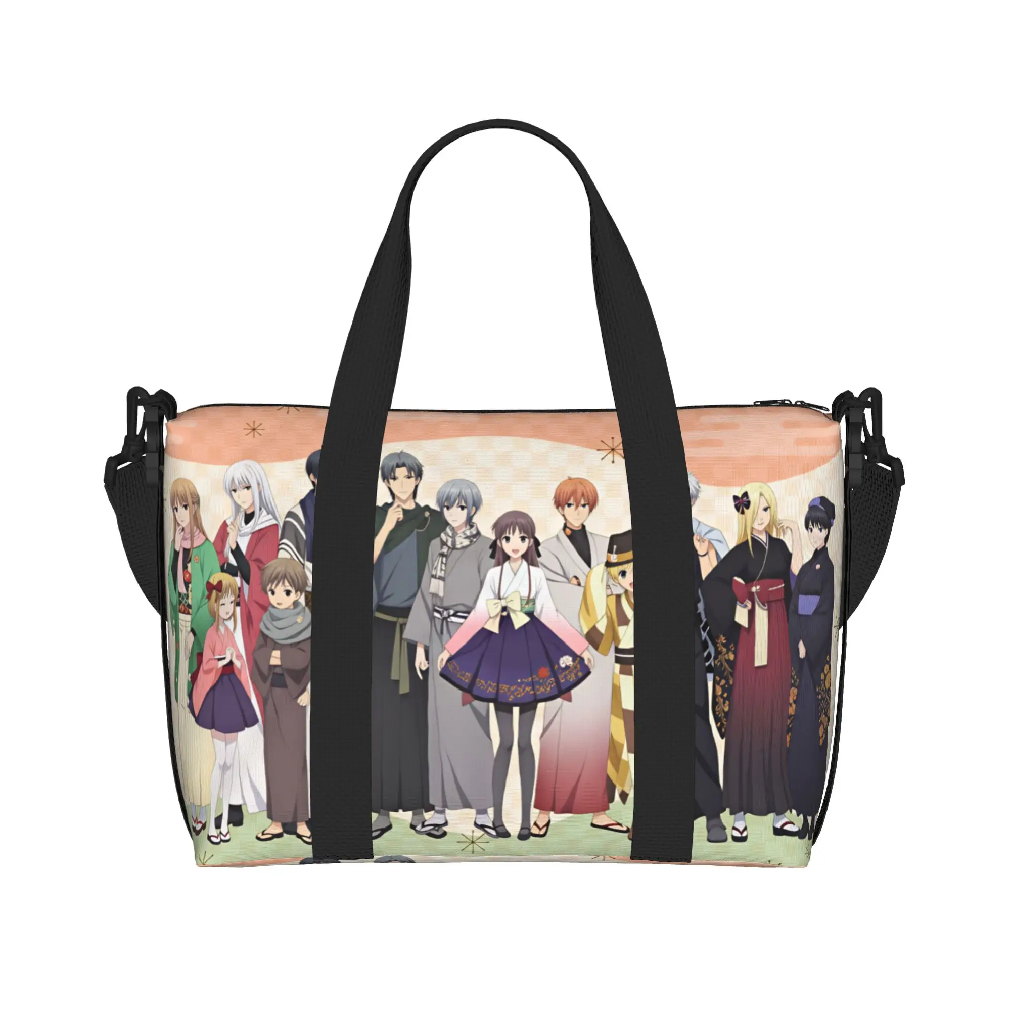 Custom Tohru Honda D-Fruits B-Basket Yuki Sohma Beach Tote Bag for Women Kyo Sohma Anime Large Compartment Beach Gym Travel Bags