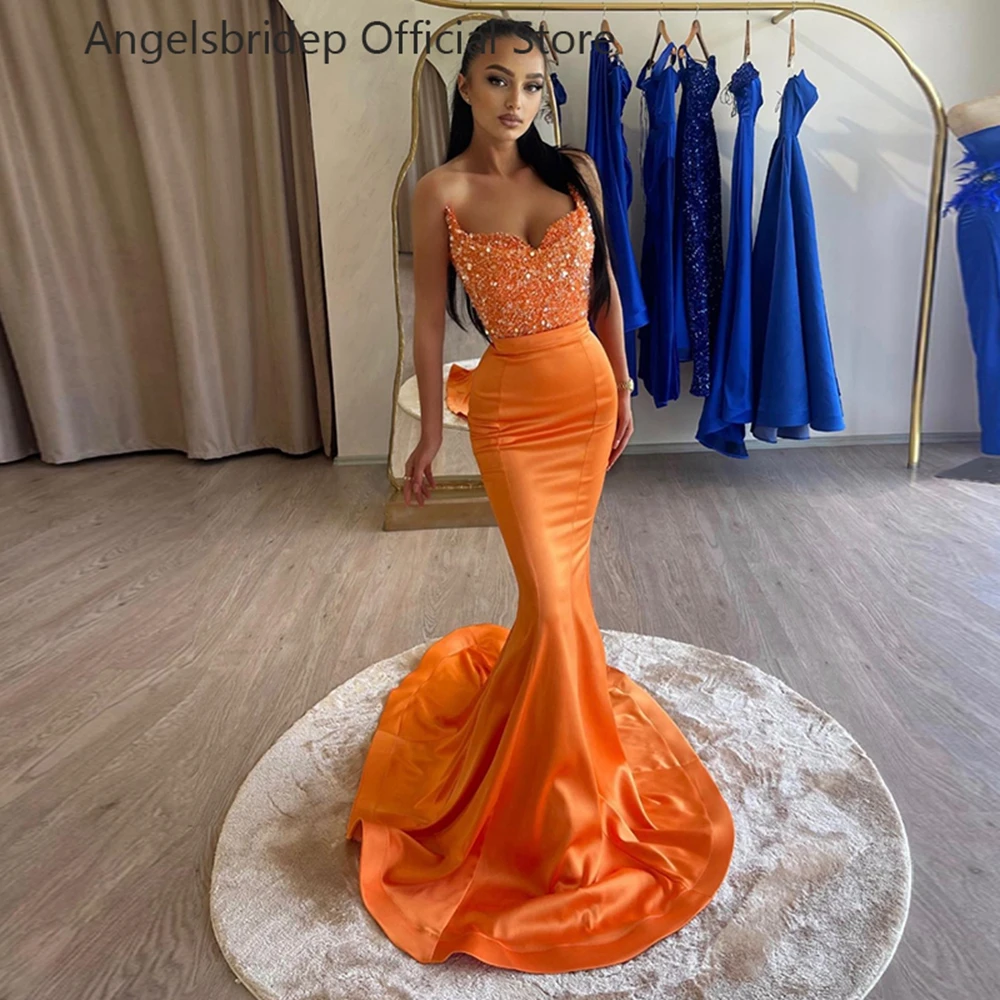 

Angelsbridep Sparkly Crystals Evening Dresses Formal Party Dresses Strapless Mermaid Evening Gowns Vestidos De Noche Prom Gowns