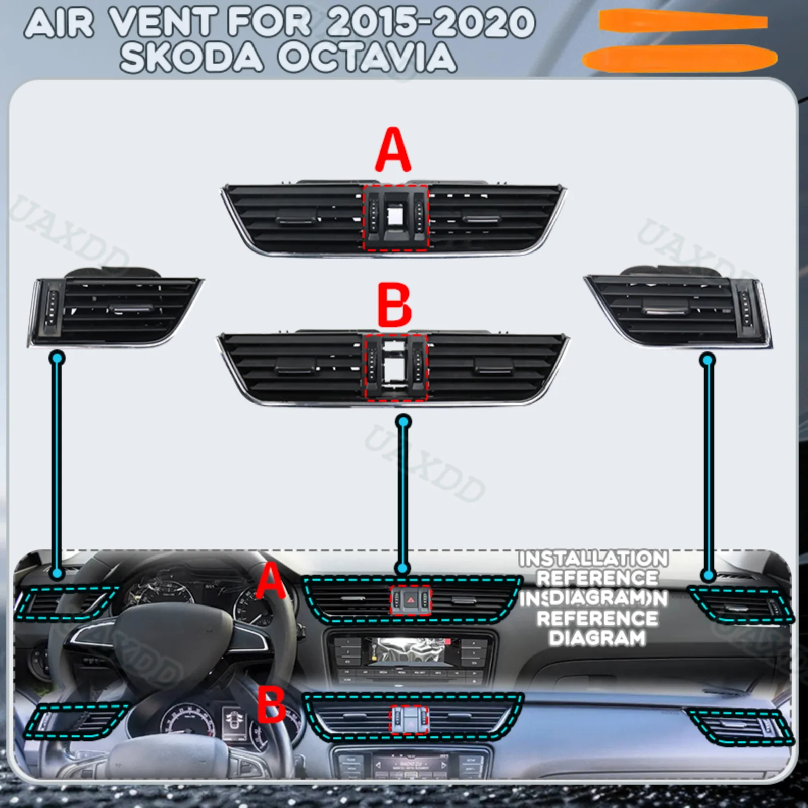 Parts Automotive ventilation For 2015-2020 Skoda Octavia Air Conditioning assembly grille equipment car vent HVAC outlet 2Din AC