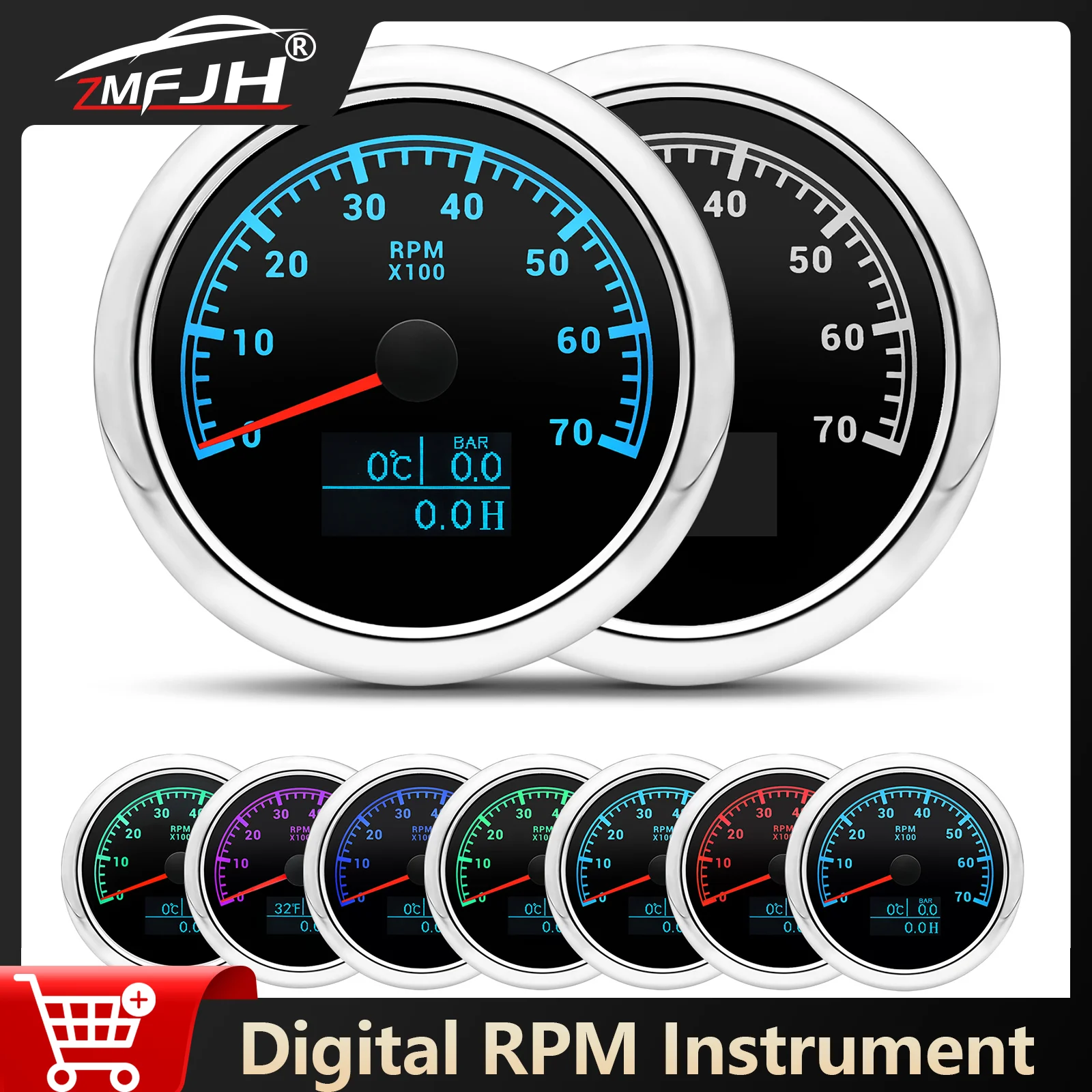 

85MM 3 In 1 Gauge RPM Tachometer Water Temperature Oil Pressure Gauge With Red Backlight For Marine Boat Car Gauge 12V 24V