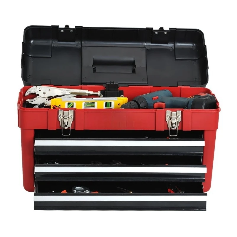 Grande caixa de armazenamento de metal tipo gaveta plana, caixa de ferramentas, caixa de armazenamento de grande capacidade