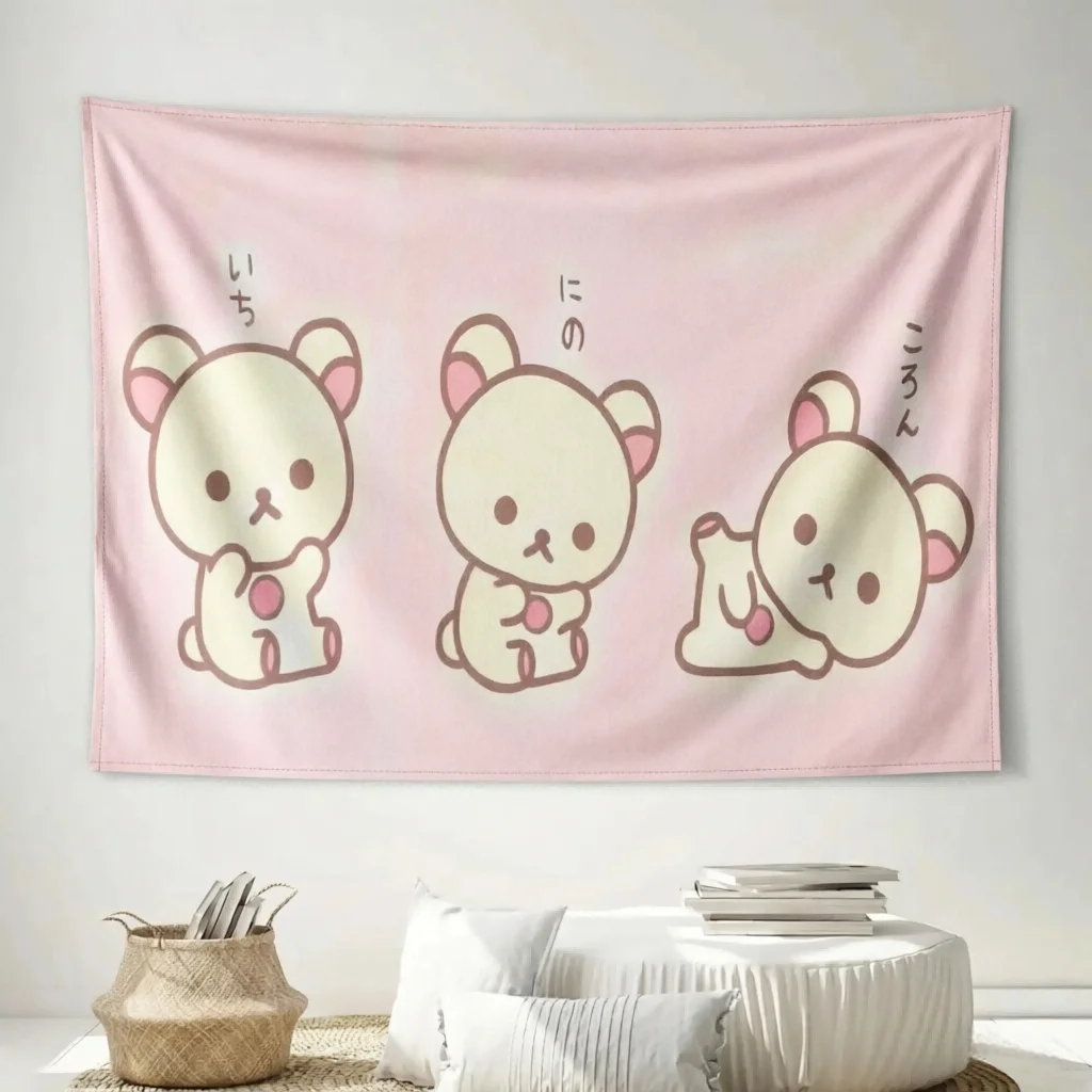 1pc 3 Cute Bears 2D Tapestry, Kid's Bedroom Nursery Home Decor, Soft Durable Fabric, Perfect Cute Gift for Toddler Baby Room