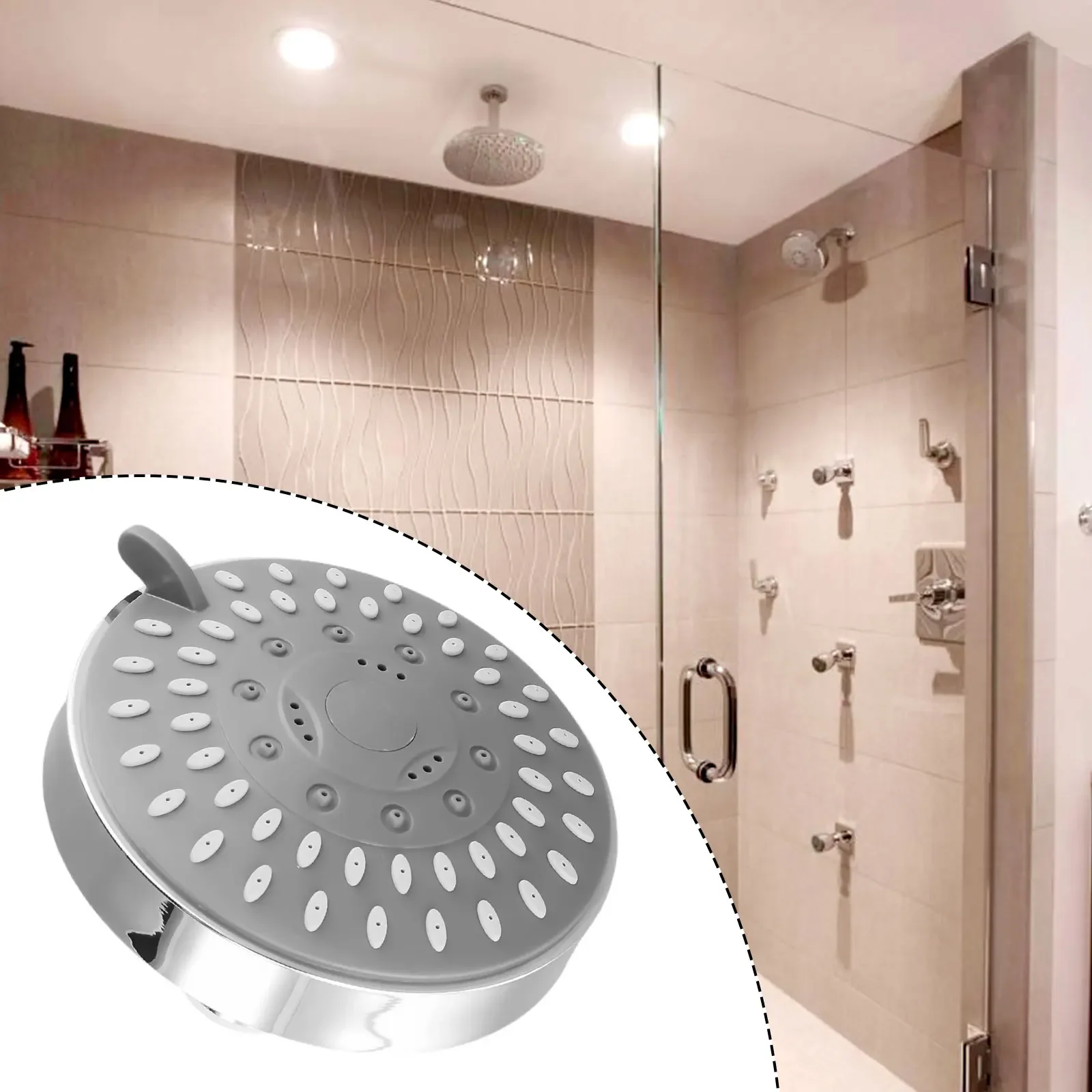 1pc Wall-Mounted Shower HeadHigh Pressure Shower Head Sprayer 4 Inch 5 Setting Adjustable Rainfall Bathroom High Quality✅