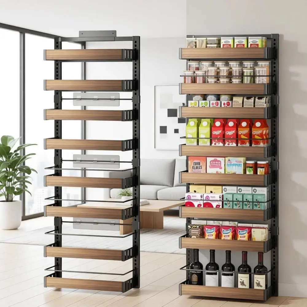 

8-уровневый органайзер для кладовой на дверь с регулируемыми корзинами для хранения на кухне и в шкафу