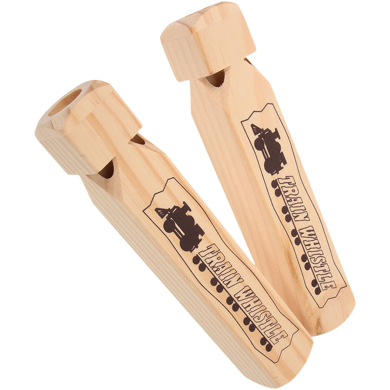 

2pcs Wooden Whistle For Cartoon Train Pattern Wind Instruments Musical Sensory Development Party Festival Gift