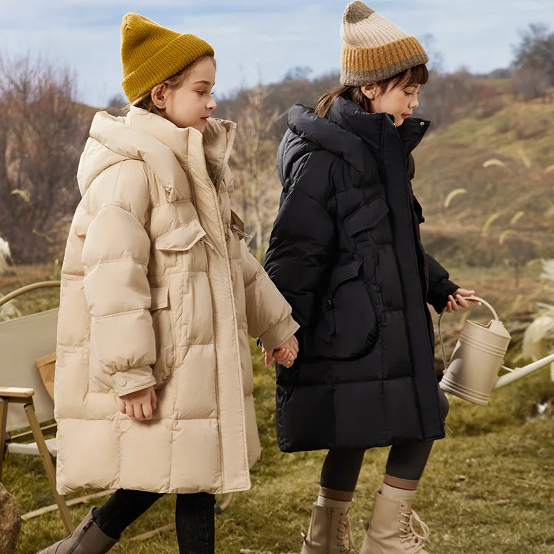 

2025 Winter Children Girl Down Jacket Thicken Warm Long Jacket For Girl 5-16 Years Kids Teenage Girl Parka Outwear Coat