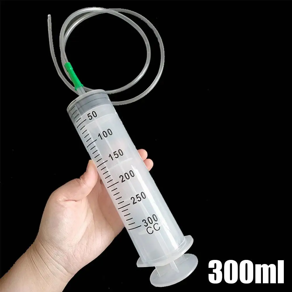 100/300/500ml Large Syringe with 100cm Tube Tip Adapter for Drawing Oil Fluid and Water Feeding Pets Liquid Refilling