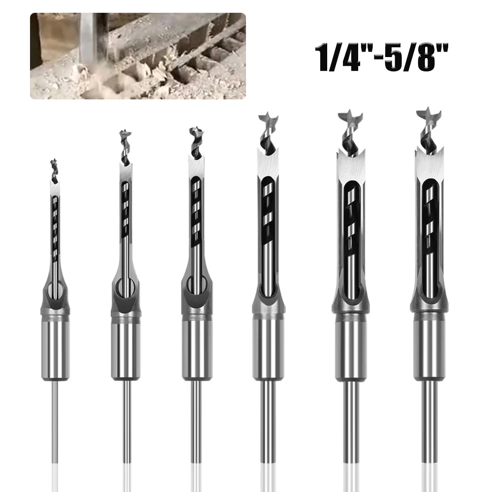 1Pcs 6-25mm HSS Twist Square Hole Drill Bits Auger Mortising Chisel Extended Saw for Woodworking Tools