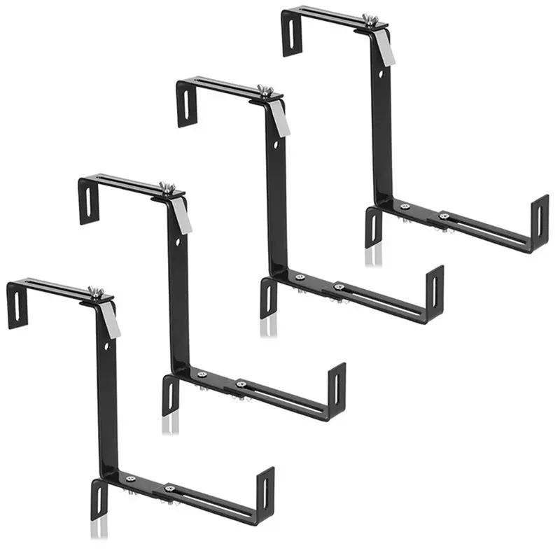 AB46-Flower Box Holders For Balcony Parapets And Railings Flexible Mounts Planter Boxes 2-Way Adjustable No Drilling Required