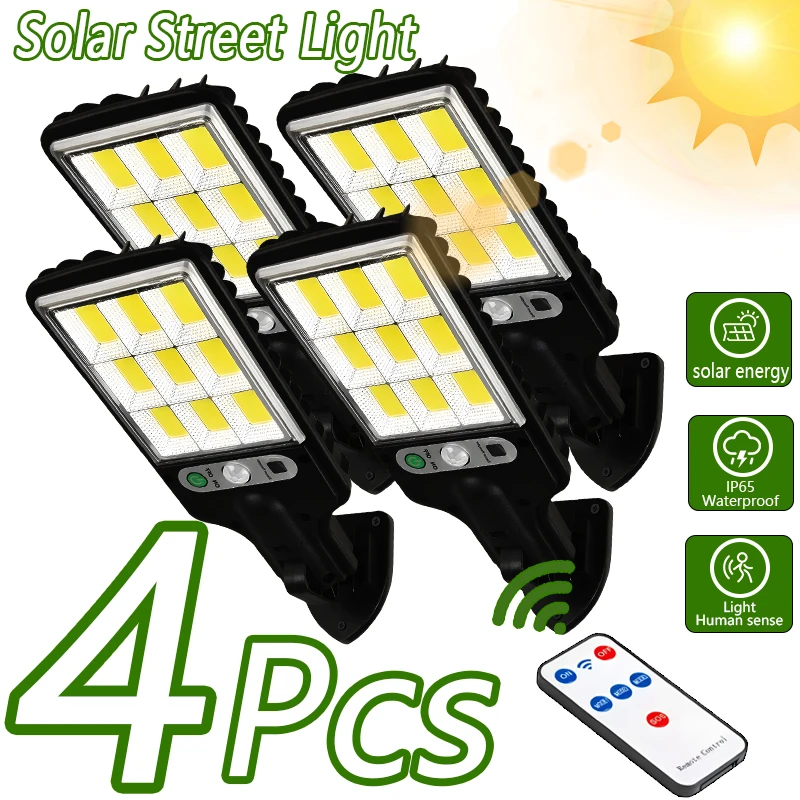 

4Pcs Super Bright Solar Street Light Outdoor Waterproof Solar Light Motion Sensor Wall Lamp Outdoor Solar Lamp Garden Decoration