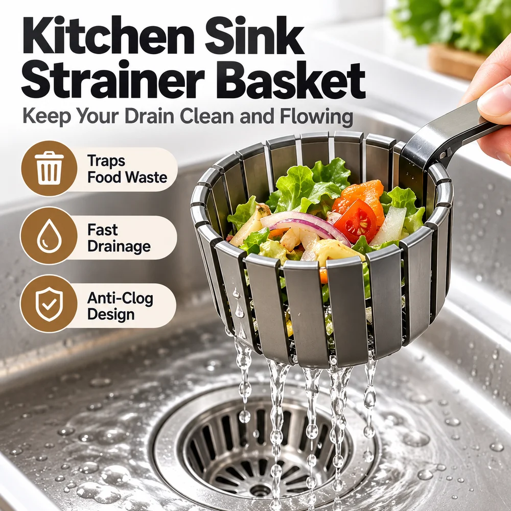 Gravity Scraper Sink Drain Filter Anti Clog Handle Sink Strainer Basket Residue Filter Reusable Sink Waste Strainer Washbasin