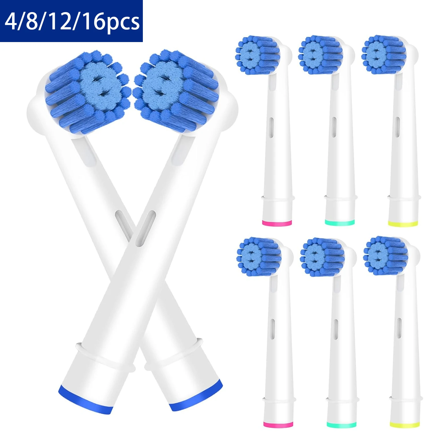

4/8/16 Pack Sensitive Gum Care Brush Heads Compatible with Oral B Electric Toothbrushes, Professional Toothbrush Heads