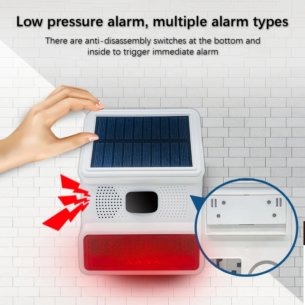 Solar Sound Strobe Light Alarm Infrared Induction Anti-interference IP65 Waterproof Solar Sound-light Alarm Signal