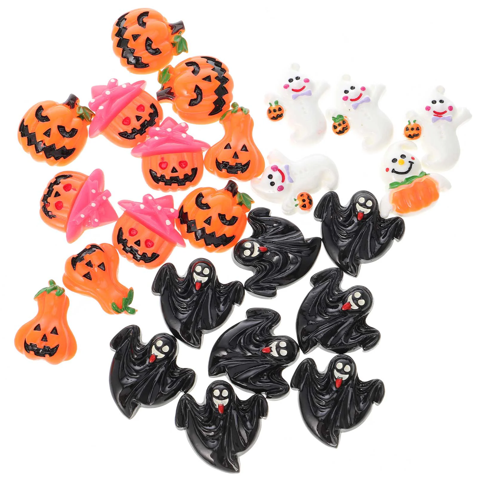 24 Pcs Flatback Beads DIY Hair Accessories Resin Halloween Decor Manicure Jewelry