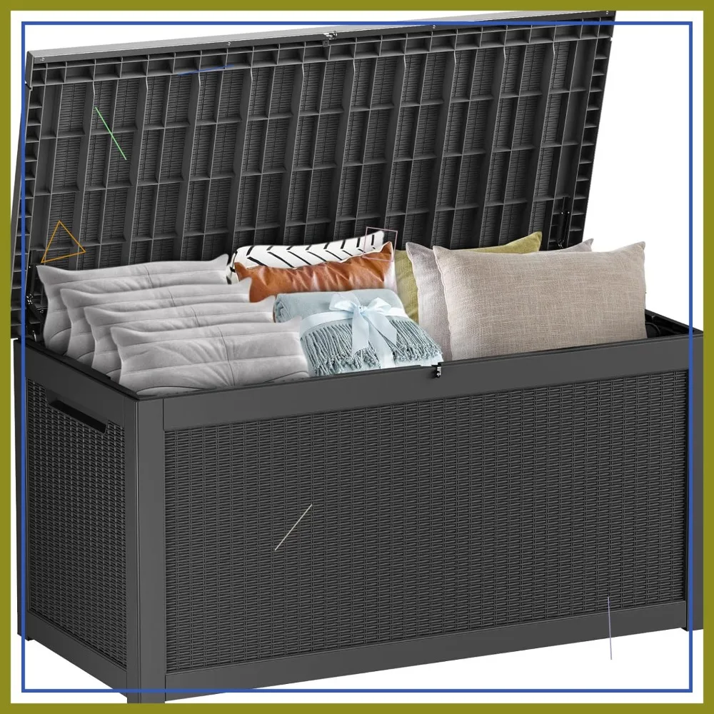 

Уличный ящик для хранения на 320 галлонов, водонепроницаемый запираемый ящик из полимерного композита для патио, бассейна, садовых инструментов