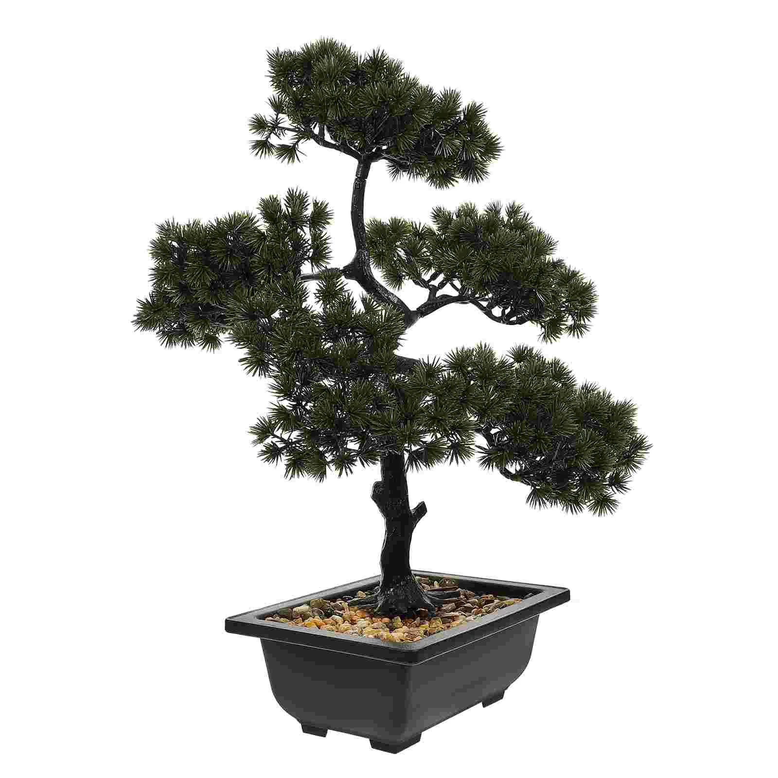 

Artificial Plants Outdoor Simulation Welcome Pine Fake Potted for Home Tree Bonsai Decor Dark Green Household Man