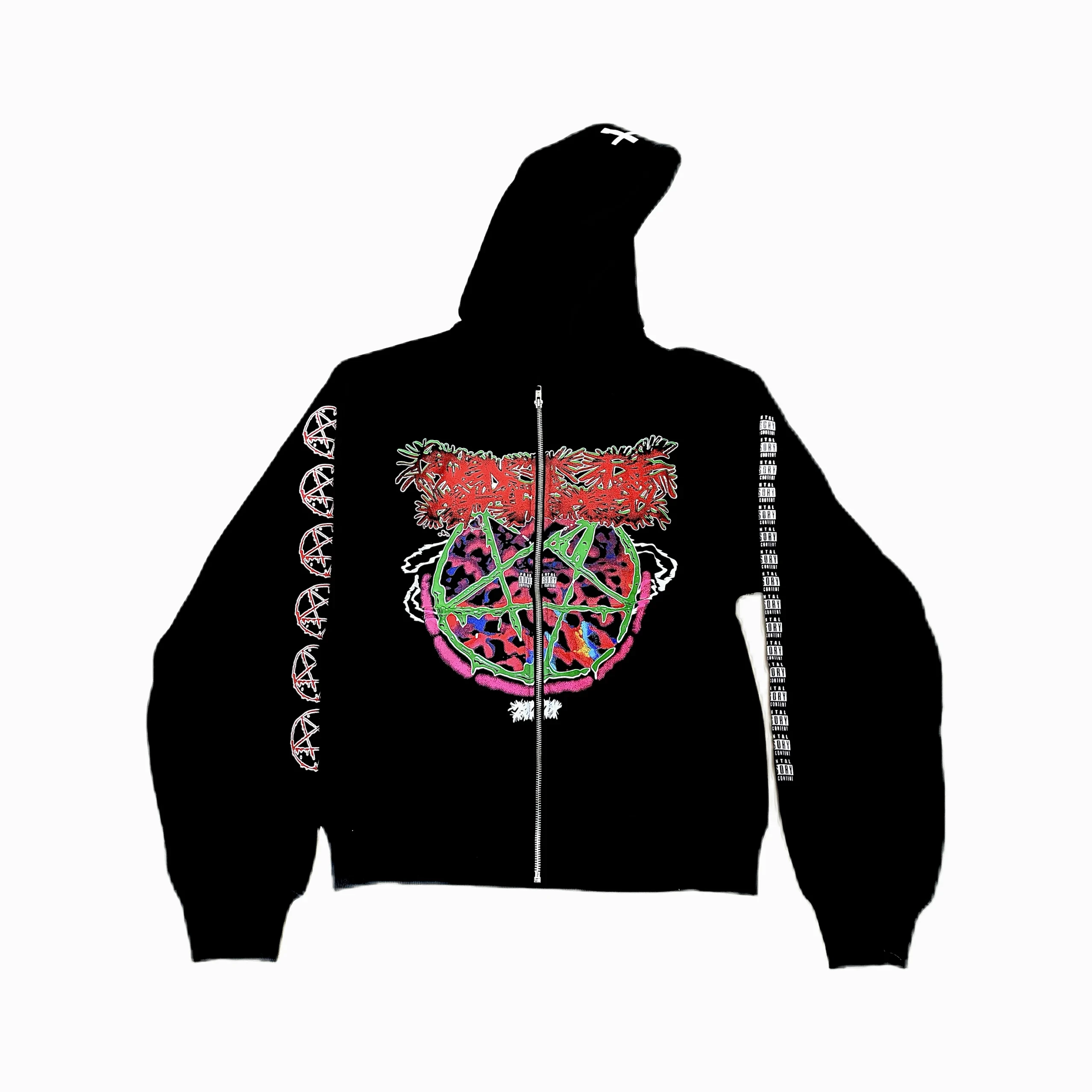 Ken Carson YVL Hoodie Opium Five-Pointed Star Print Zipper Sweatshirt Casual Loose Fit Long Sleeve Hooded Jacket for Teens