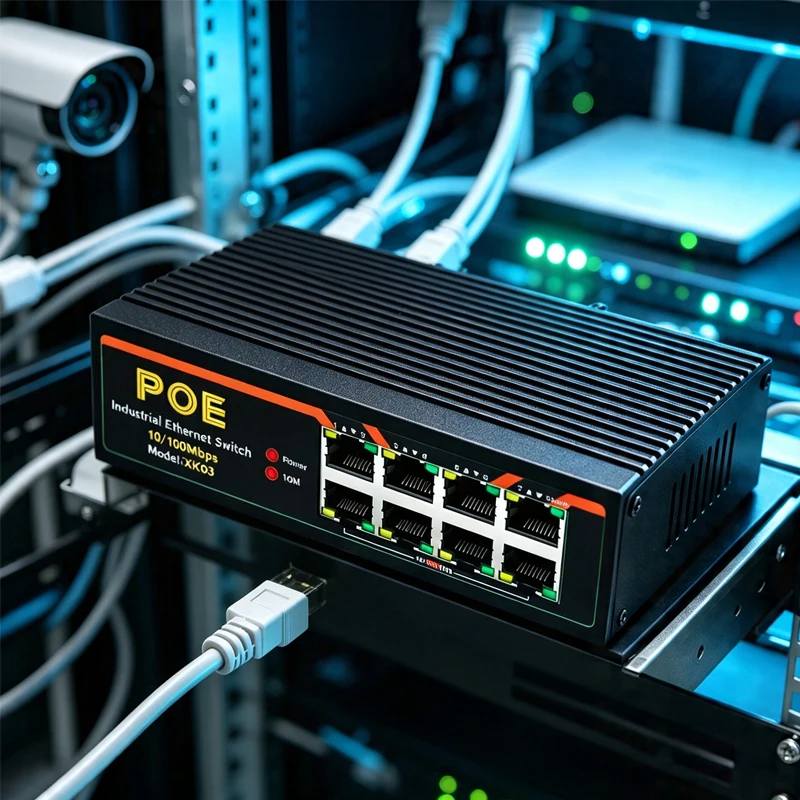 

Ethernet Network Switch Video Surveillance 10/100Mbps 8 Port RJ-45 LAN Adapter 100M POE Switch Plug and Play RJ-45 LAN Adapter
