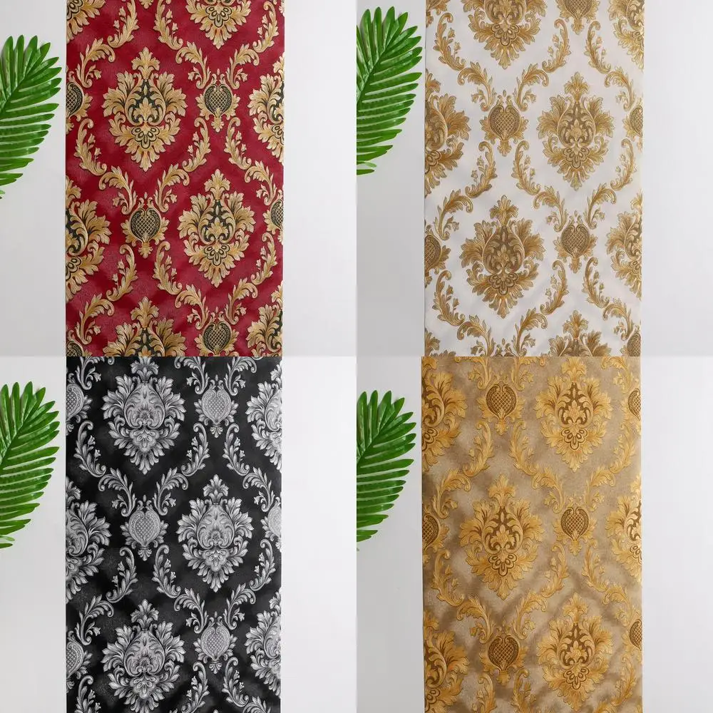 

Luxury Red 3D European Style PVC Embossed Waterproof Wallpaper for Living Room Feature Wall Hotel Restaurant Project