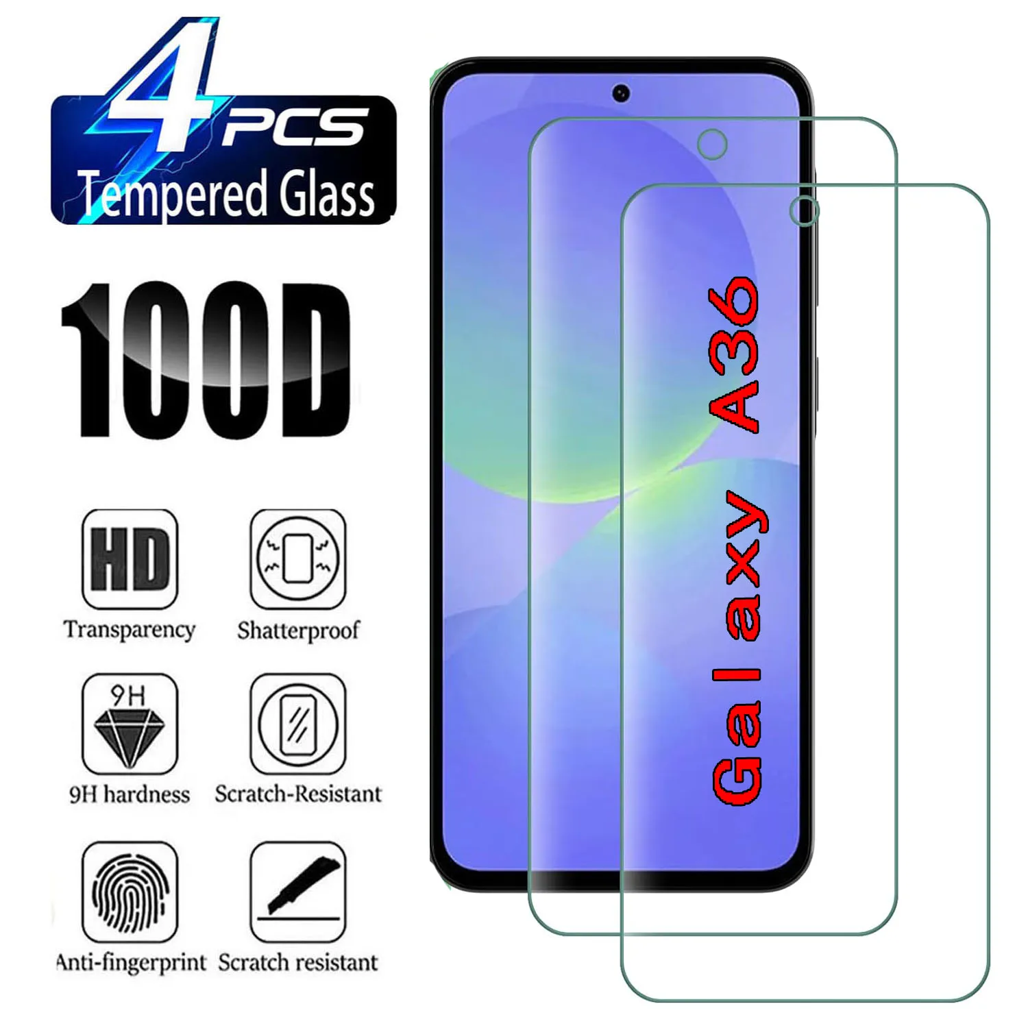 

2/4Pcs Tempered Glass For Samsung Galaxy A36 A56 S24 FE 5G 9H Screen Protector