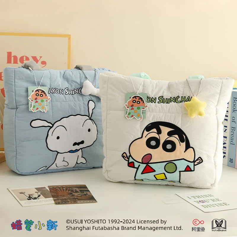 

Anime Cartoon Crayon Shin Chans Large Capacity Doll Girl Handbag Kawaii Multifunctional Tote Bag Pp Cotton Filled Shoulder Bag