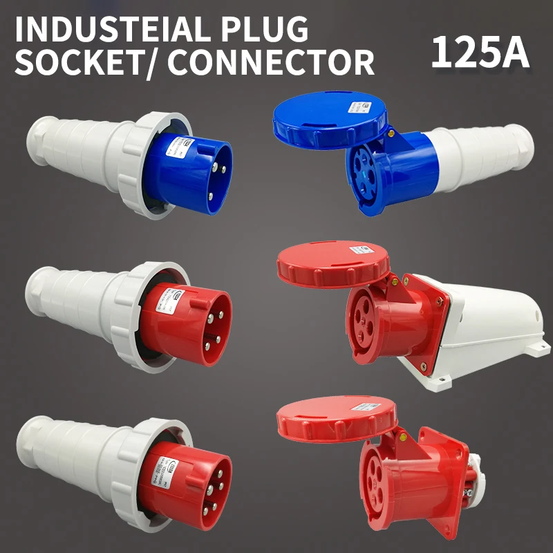 

Waterproof Industrial Plug3/4 /5 Pin dustproof socket IP67 Male and Female 125A Mounted industrial socket 380V 415V