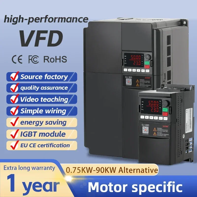 Frequency Inverter Durable Low noise Variable Frequency 50-60Hz VFD 0.75-7.5KW 1Phase input 220V 3P output 220V Motor Drive VFD