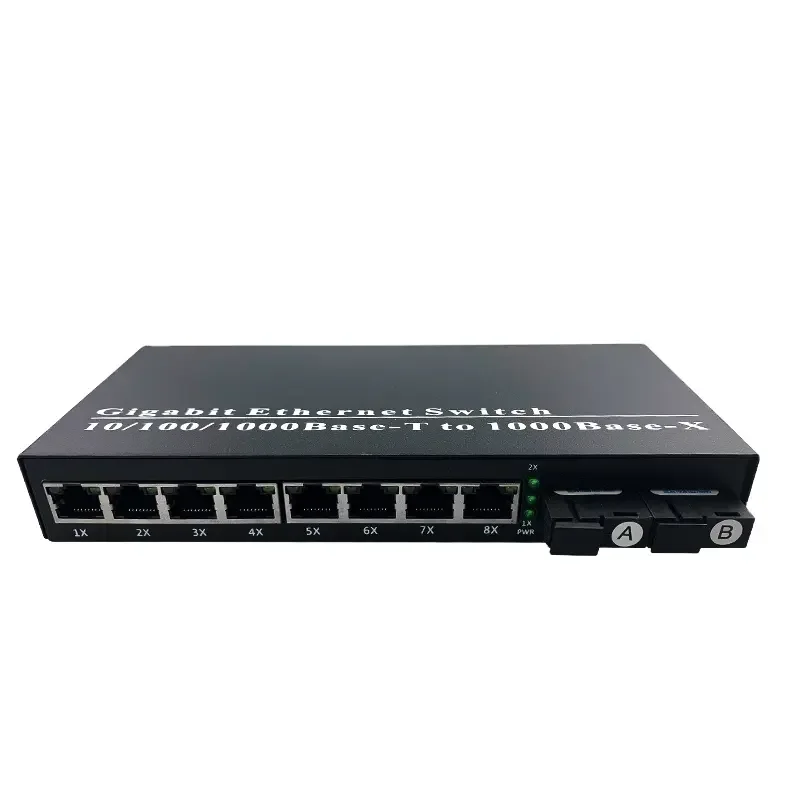 100/1000M Fiber Optic RJ45 Ethernet Switch 2 Fiber Port 8RJ45 Port Single Fiber Media Converter Wwitch