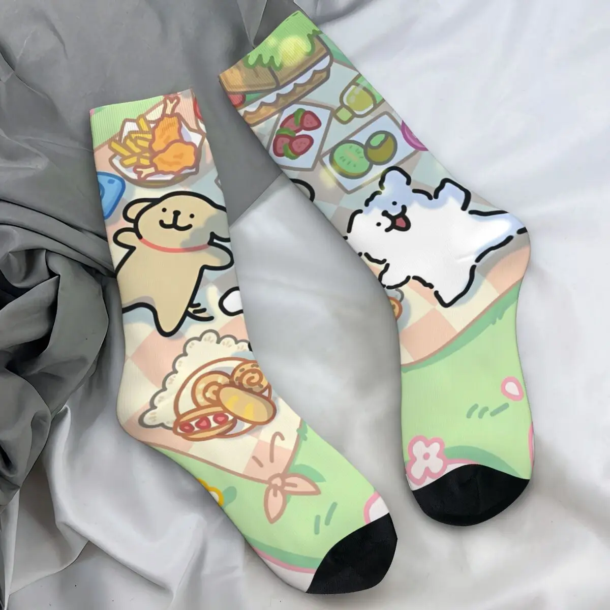 MINISO Maltese Socks Funny Stockings Winter Anti Skid Unisex Men Socks Quality Printed Running Socks