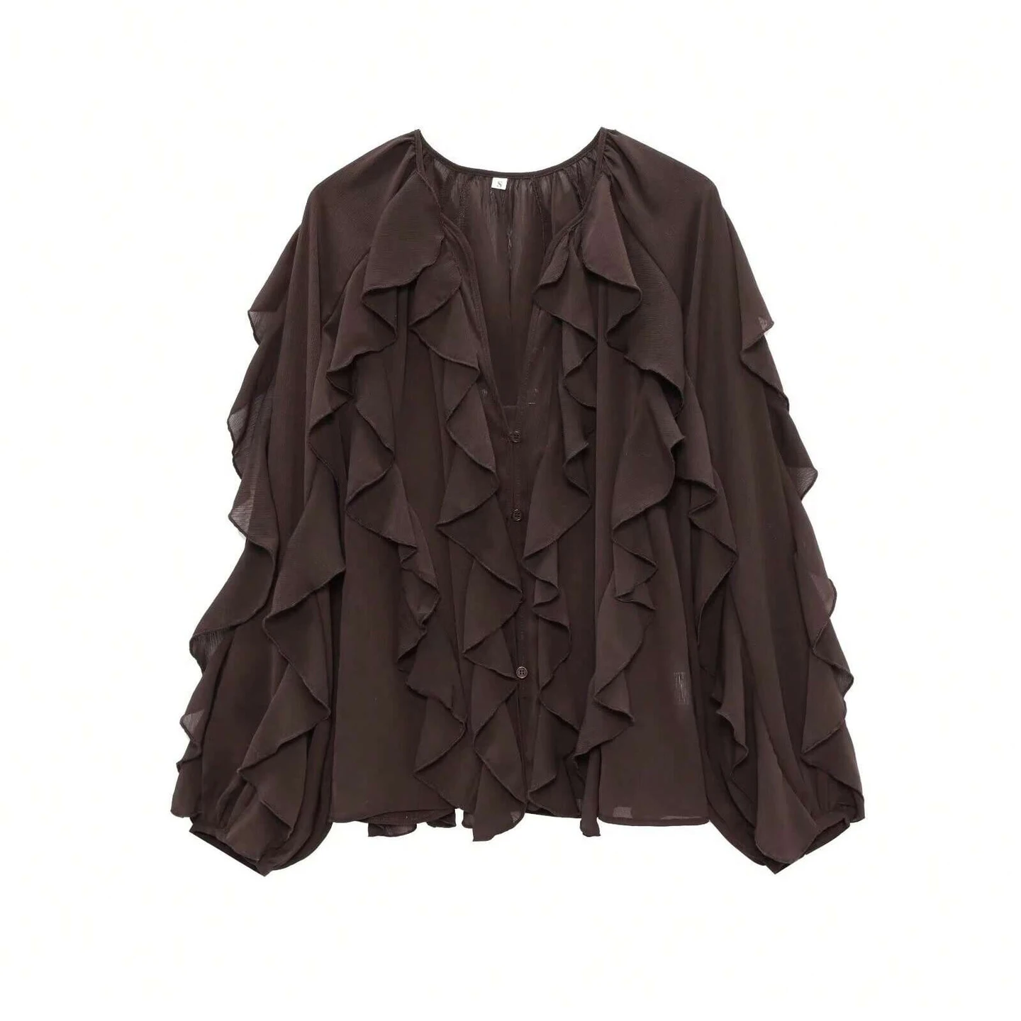 الخريف Rfffled حافة قميص للنساء الأمريكية الخامس الرقبة الربط بلوزة بلون المألوف أنيقة الإناث شرابة القمصان