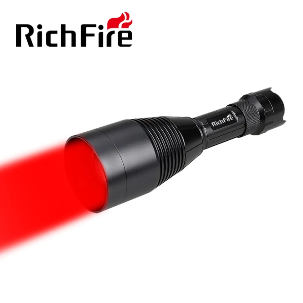 New Richfire Zooming Dimmable LED Flashlight Red/Green 800LM Torch Light by 18650 Battery for Camping,Hiking,Self Defense