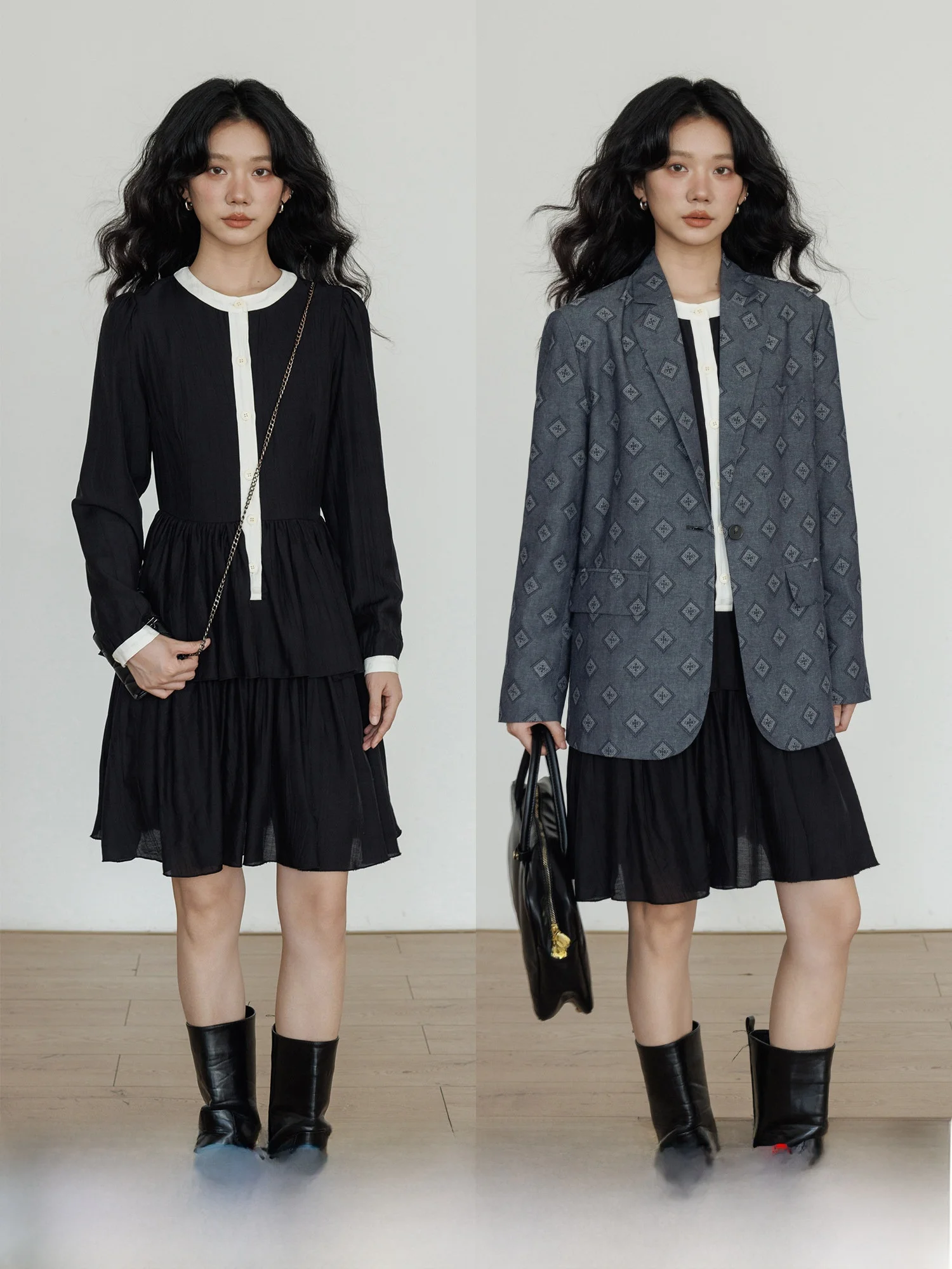 

Новая женская юбка А-силуэта с круглым вырезом и коротким рукавом, дизайн 2026 года, весенняя коллекция