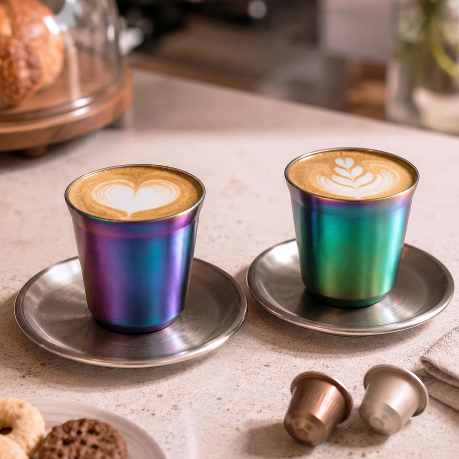 160ml Double-layer Stainless Steel Espresso Coffee Cup 5oz Colorful Metal Heat-insulating Shot Glass Cup for Home Bar & Gift Cup