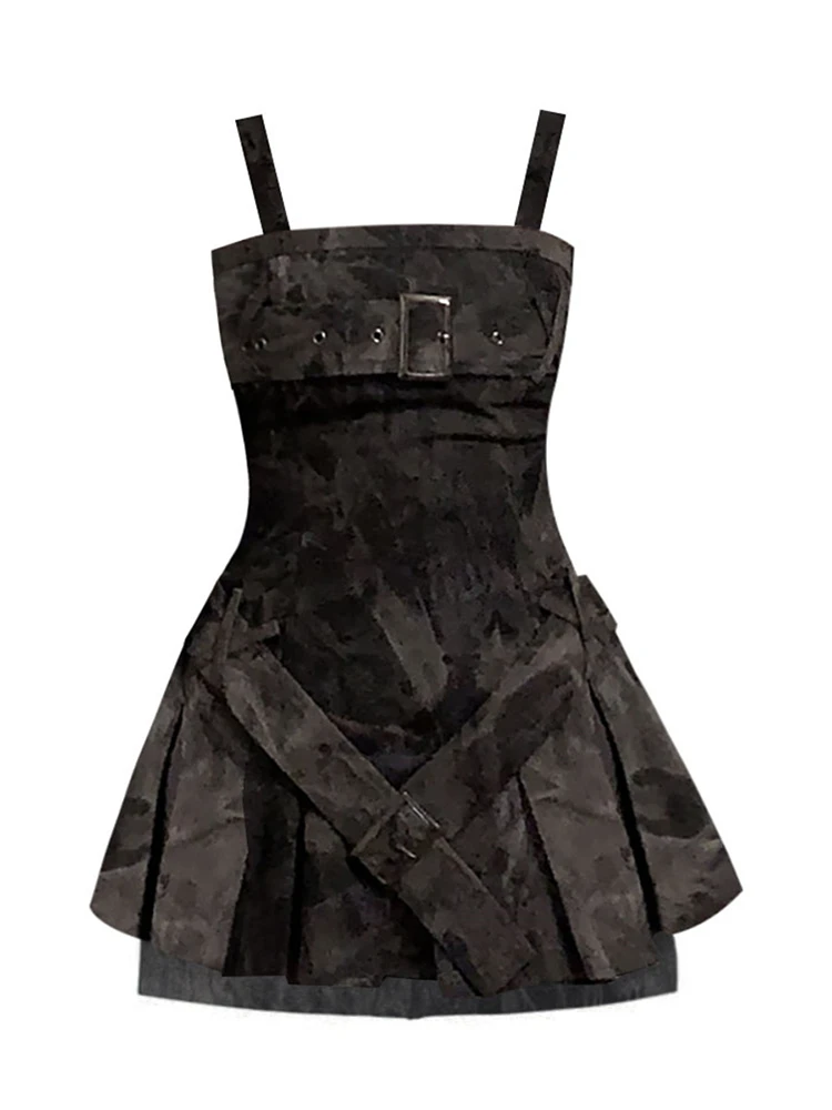 

Summer Dark Academia Vintage Coquette Gothic Mini Denim Dress Women 2000s Aesthetic Gyaru Y2k Frocks Evening Party One-Piece New