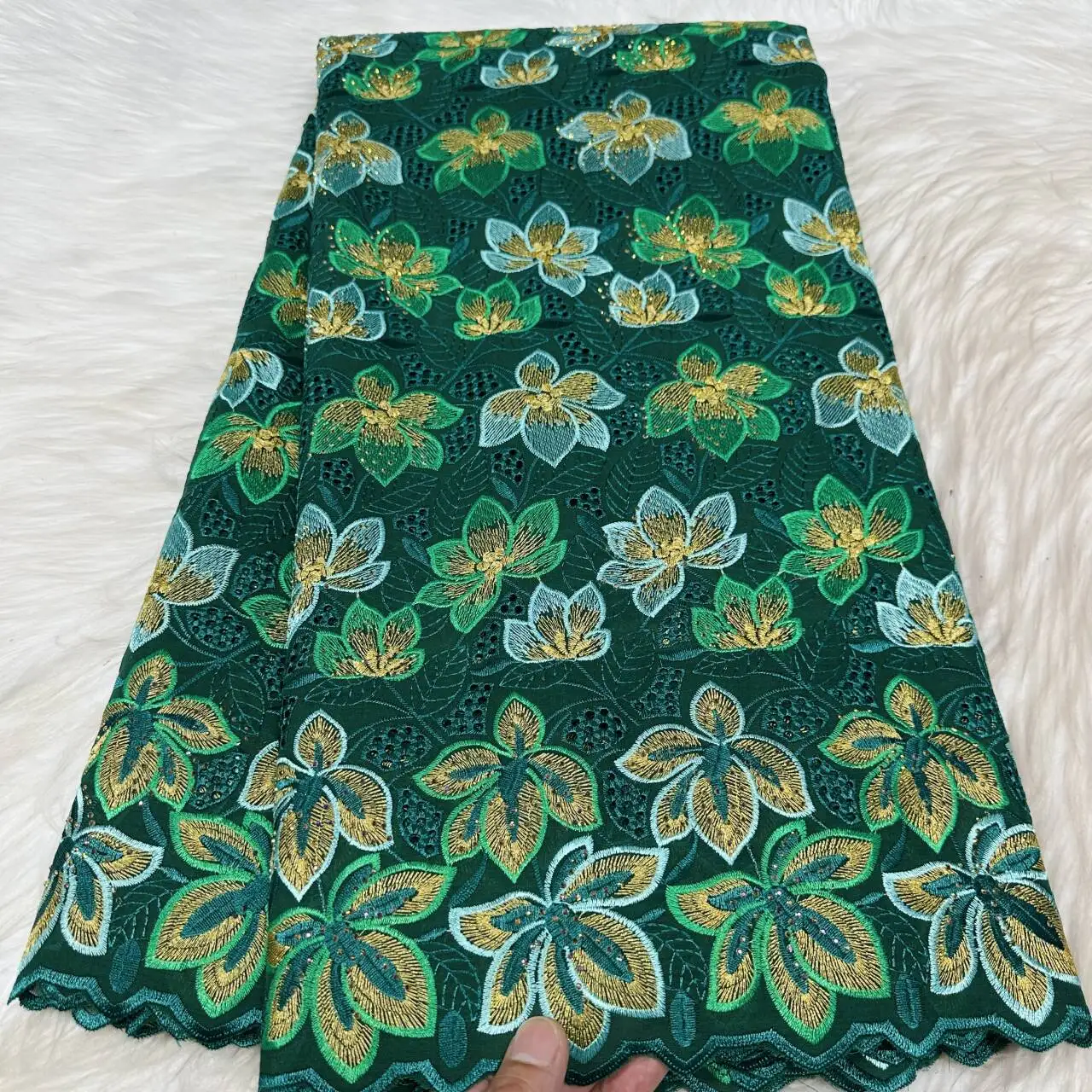 

5Yards Swiss Voile Lace In Switzerland 2026 High Quality African Cotton Lace Fabric With Rhinestone For Wedding Party 31A15