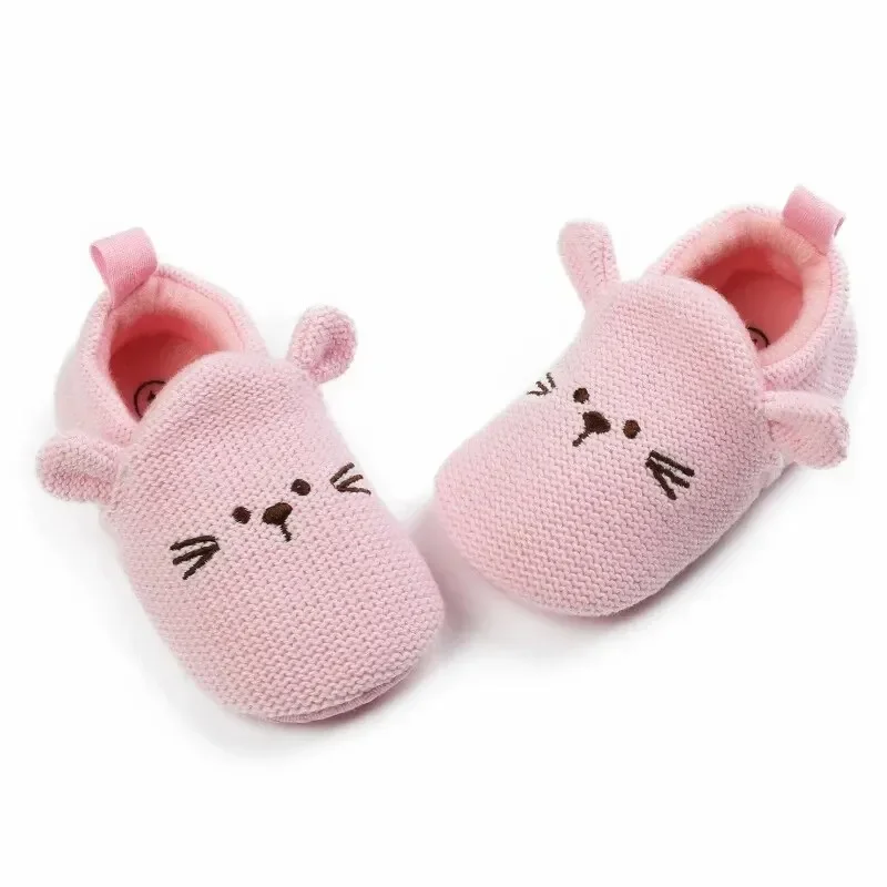 Meckior Pasgeboren Babyschoenen Effen Kleur Casual Schattig Dier Zachte Anti-Slip Warme Wieg Schoenen Eerste Wandelen Baby Jongens Meisjes Schoenen