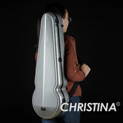 CHRISTINA Viola Case 16 Inch Carbon Fiber Triangle Silver Grey Waterproof Lightweight with Double Shoulder Straps