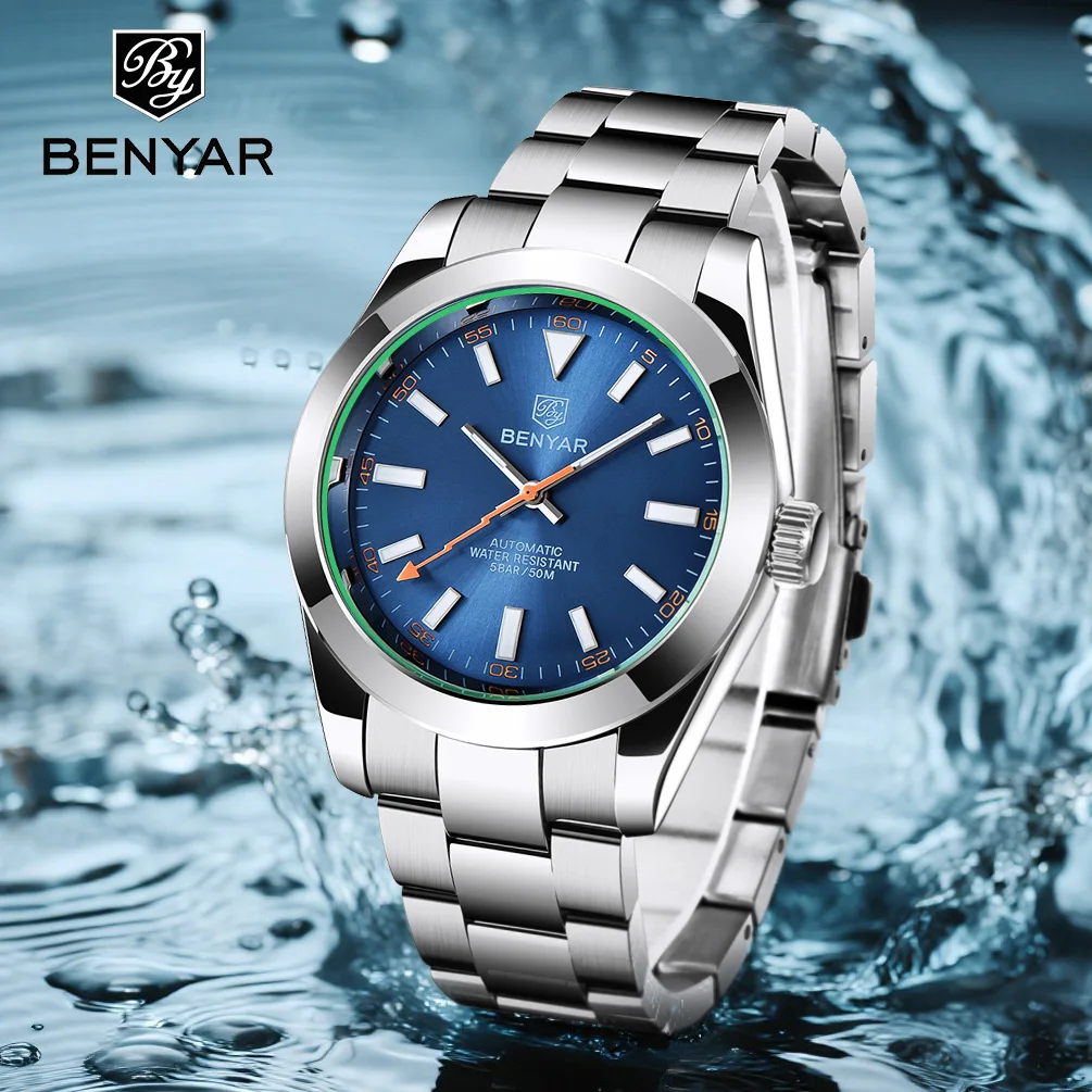 

BENYAR Mens Watches Top Brand Luxury Mechanical Automatic Watch Men Stainless Steel Waterproof Business Wristwatch reloj hombre