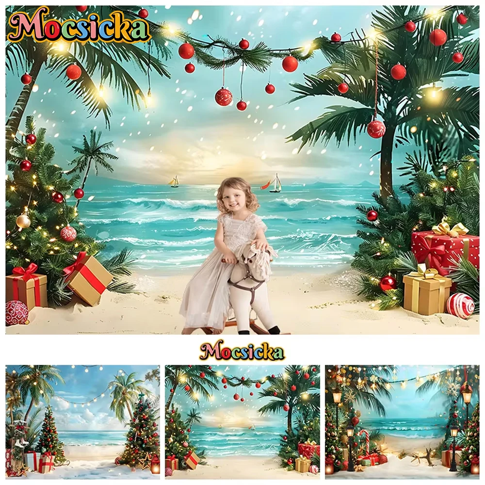 

Mocsicka Summer Ocean Background For Photography Beach Tree Gift Birthday Backdrop Party Supplies Decoration Photo Studio Banner