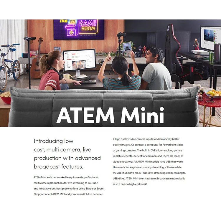 Bmd Atem Mini Pro دليل التبديل ، HD Tiktok لايف ، 4 رباعية ، 8-Way المتطرفة Iso