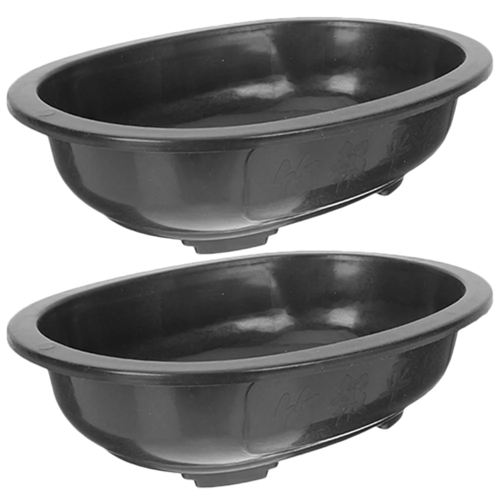 

2 Pcs Plasitic Planter Pot with Drainage Large Bonsai Flowerpot Tree Gardening Plastic Planting Office