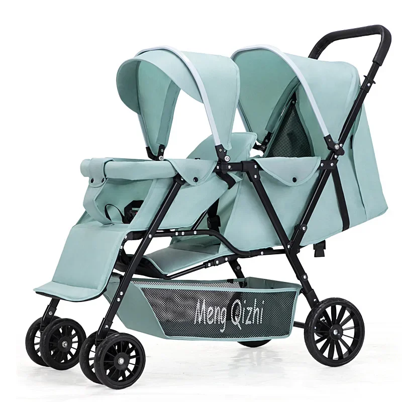 Baby Stroller Ultra-lightweight Twins Travel Stroller Multifunction Can Sit and Lie Down Four-wheeled Shock-absorbing Stroller