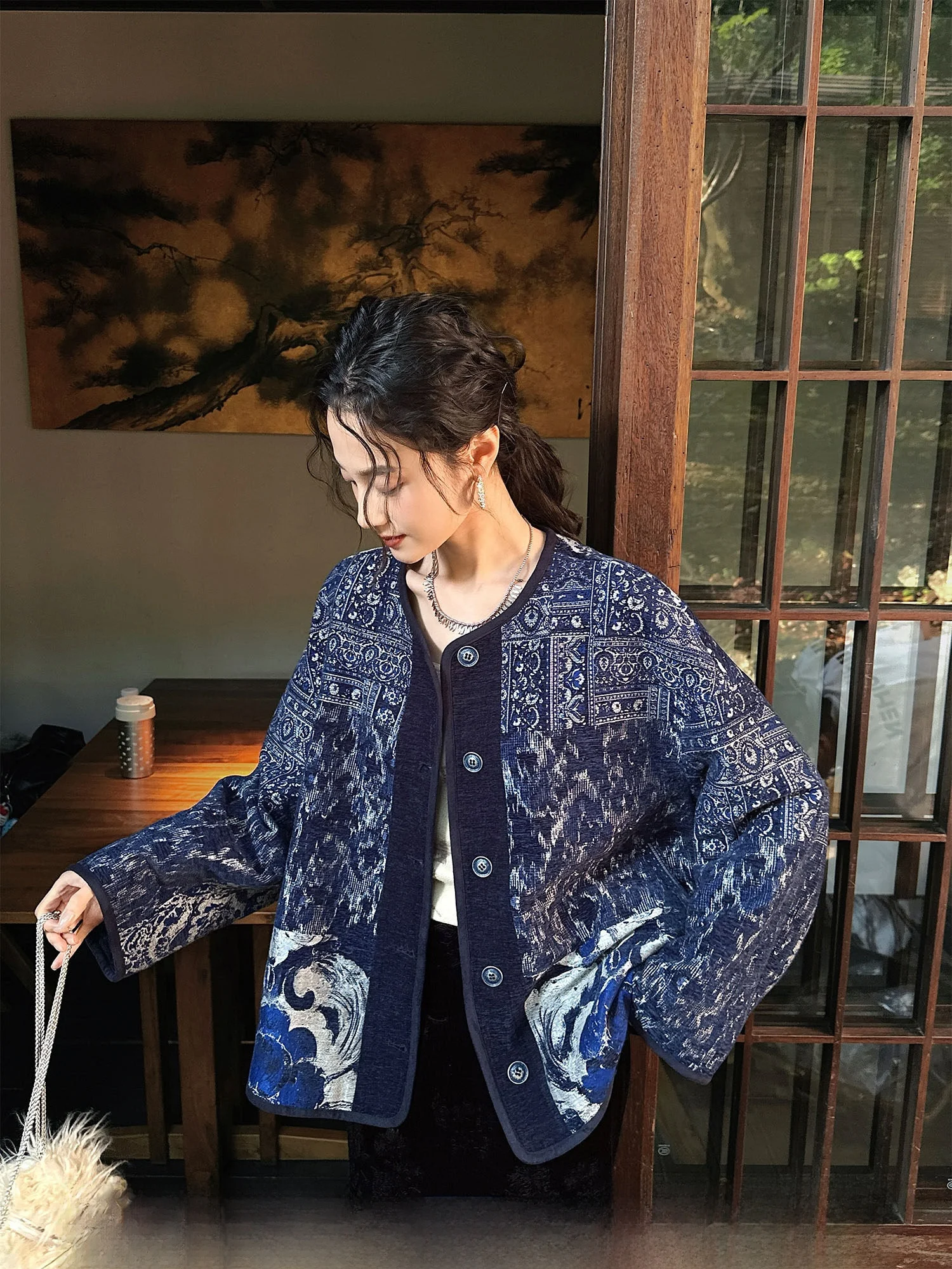 

Женское шерстяное пальто Sanji Bla Flower Autumn Color 2025, новая модель, с 3D-вышивкой, уникальное, красивое, длинное, зимнее