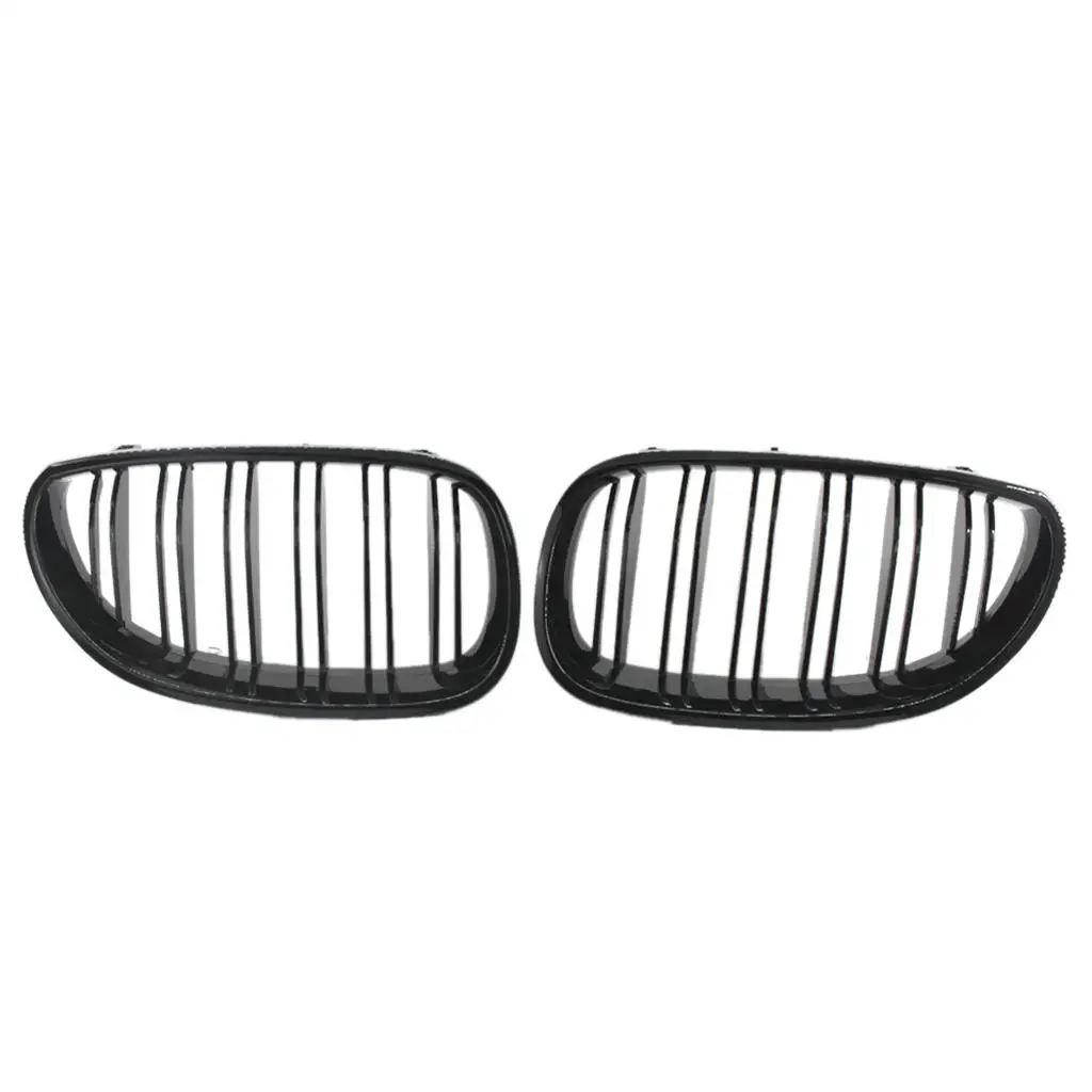 Glossy Black Front Grille Grill Headlight Eyelids for BMW E60 E61 5 Series