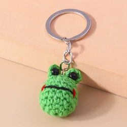 Cute Handmade Knitted Animal Keychain Crocheted Frog Keyring Pendant Key Holder for Women Girls Handbag Charms DIY Jewelry Gifts