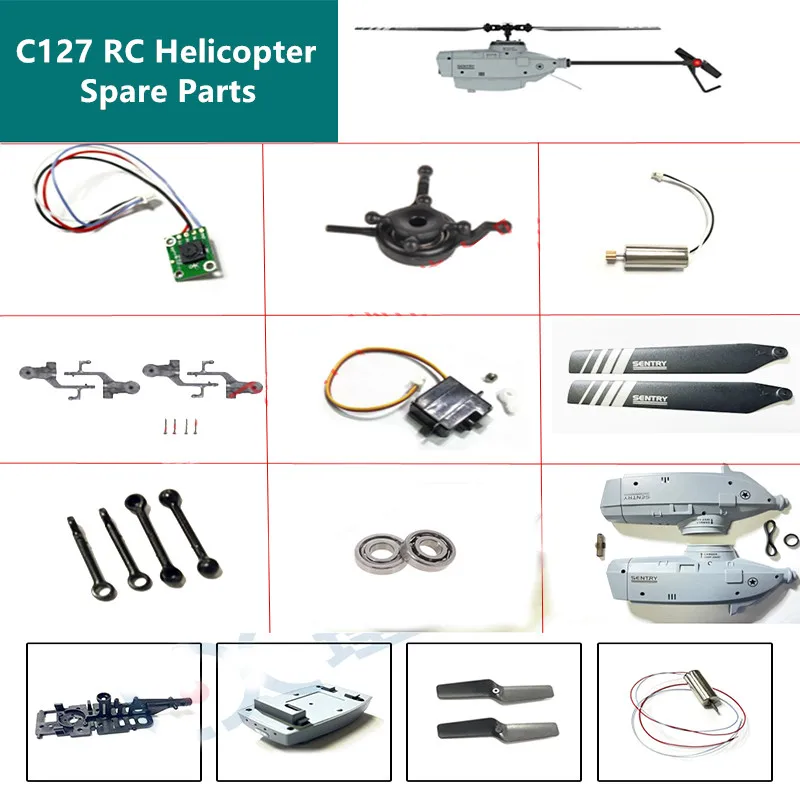 

C127 RC Helicopter Spare Parts propeller motor rotor head main shaft swashplate servo receiver chassis tail rod chassis etc