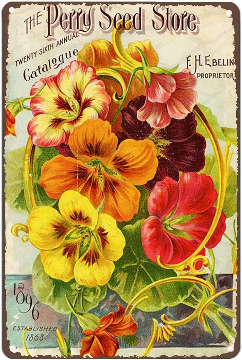 Metal Tin Retro Sign Vintage Flowers Art Print/Poster Garden Horticulture Advertising Kitchen Home Decor Nature Floral Bar Cafe